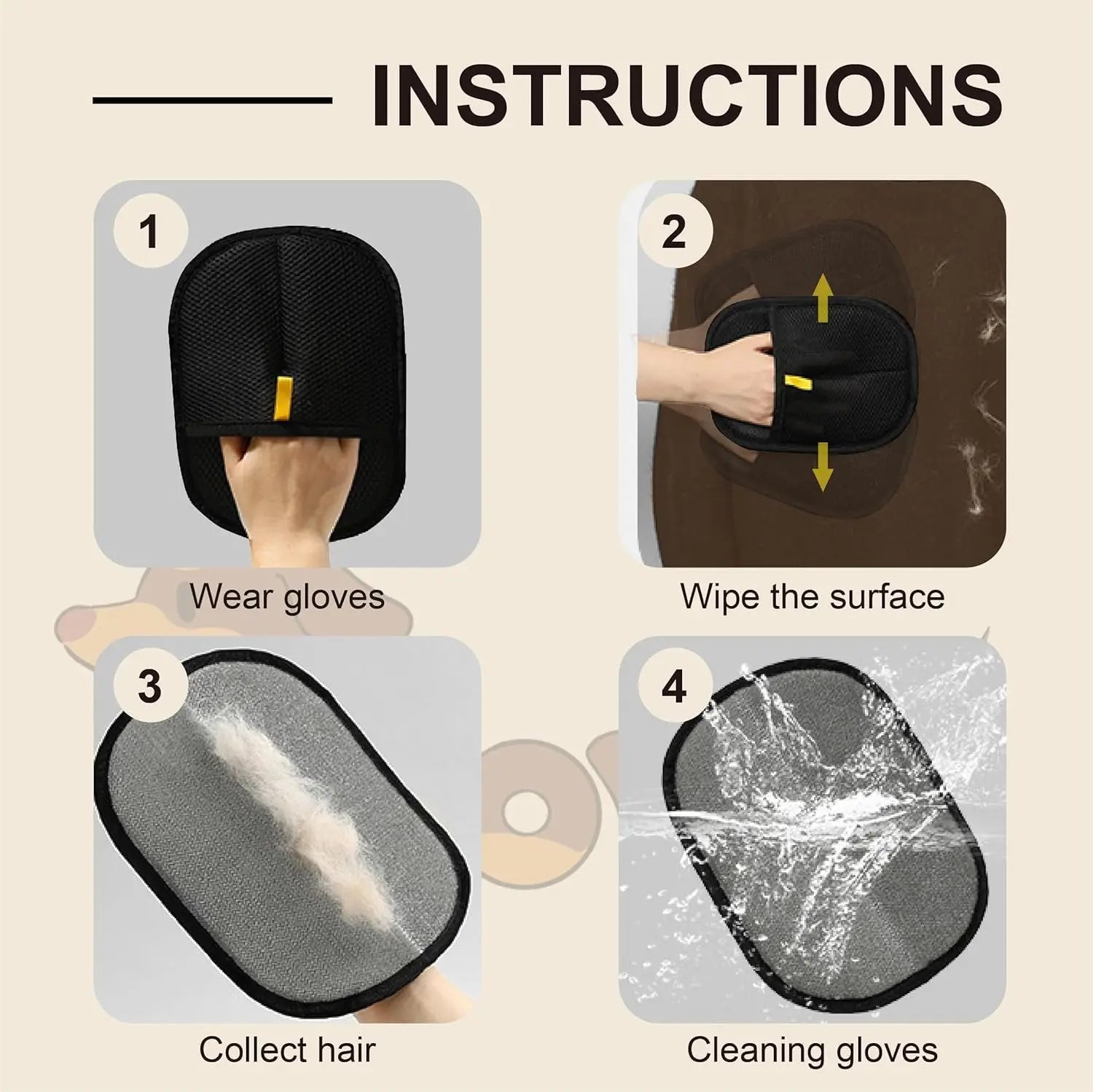 Reusable electrostatic pet hair removal mitts