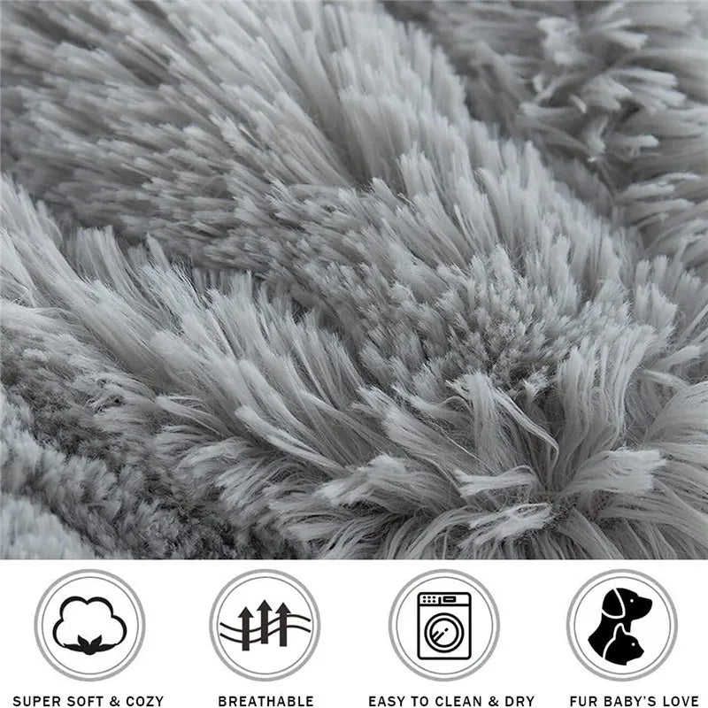 Rundes Hunde- & Katzenbett aus Langplüsch