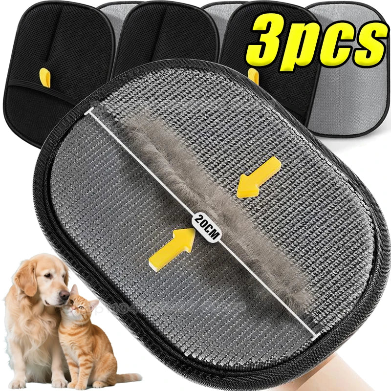 Reusable electrostatic pet hair removal mitts