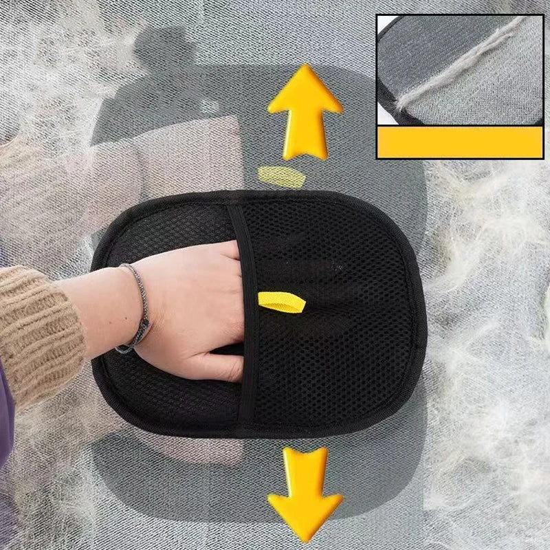 Reusable electrostatic pet hair removal mitts