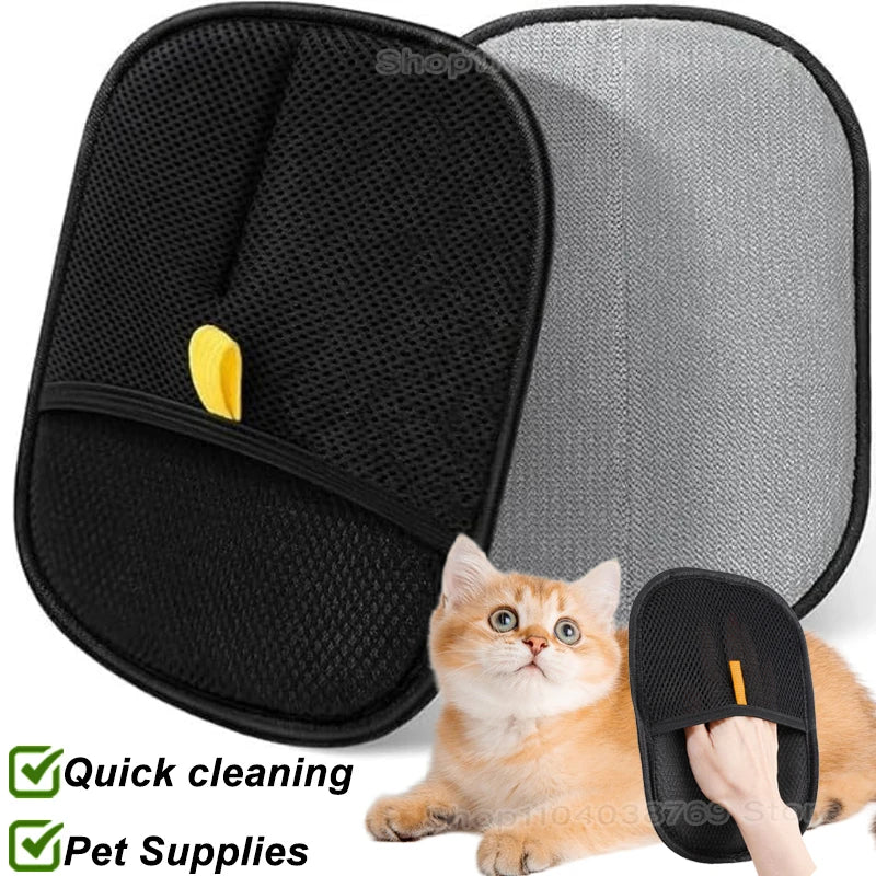 Reusable electrostatic pet hair removal mitts