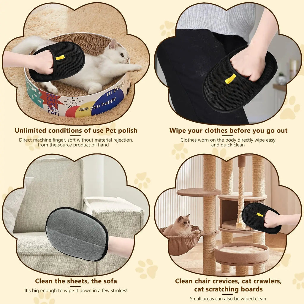 Reusable electrostatic pet hair removal mitts