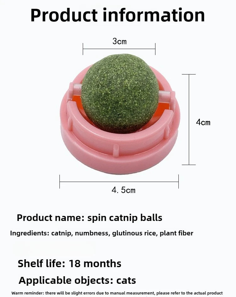 Natural catnip wall stick-on ball